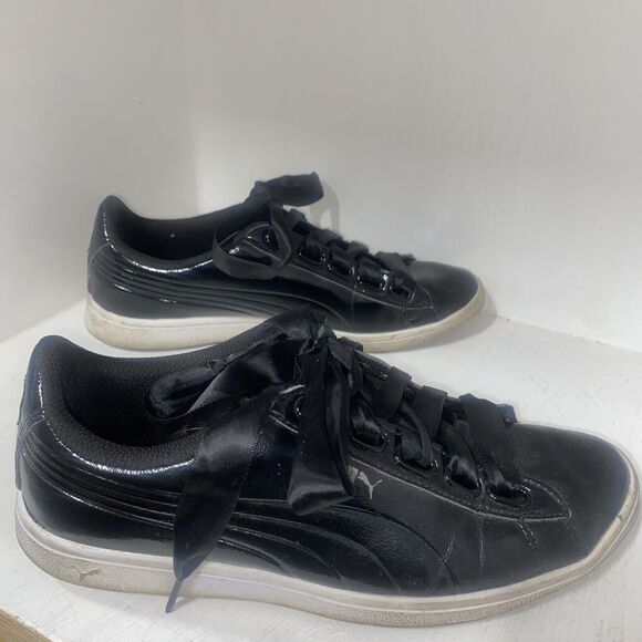 Puma Women’s Shoes Size 7.5 Shiny Patent Leather Casual Fashion Ribbon Laces - Picture 5 of 9